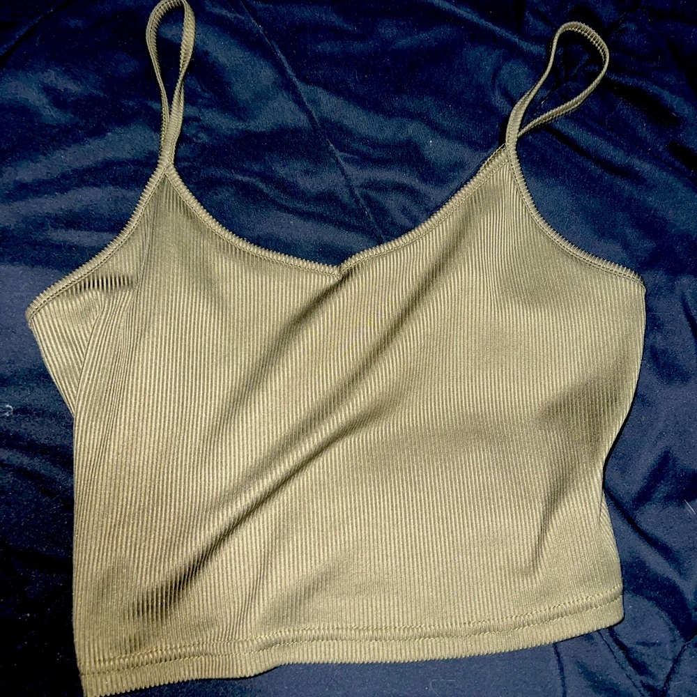 Army green crop top